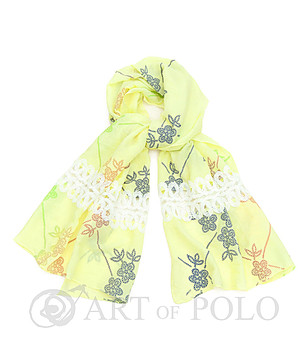 Дамски шал в цвят лимон с декорация Cordelia снимка