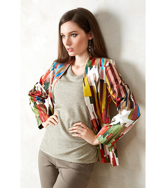 Дамско сако с многоцветен принт Soffy снимка