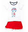 Памучна пижама за момиче в бяло и червено-0 снимка