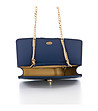 Малка кожена дамска чанта в синьо Debby-3 снимка