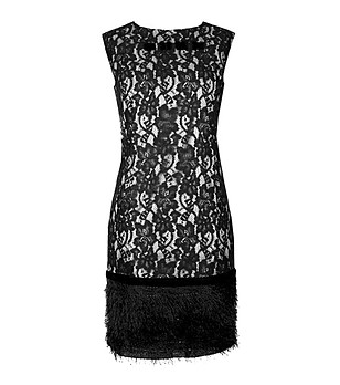 Черна дантелена рокля с бяла подплата Avelia снимка