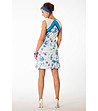 Памучна рокля в цвят екрю и сини нюанси Beverly-1 снимка