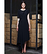 Черна асиметрична копринена рокля  Milan-0 снимка