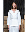 Бяло дамско сако с лен Valencia-0 снимка
