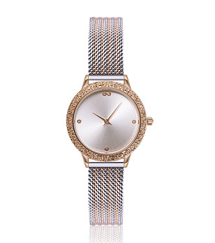 Дамски часовник в сребристо и розовозлатисто Judita снимка