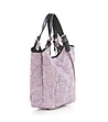Розова кожена дамска чанта с релеф Viki-2 снимка