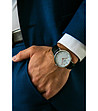 Сребрист мъжки часовник с кожена каишка в черно Domino-1 снимка