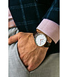 Сребрист мъжки часовник с кожена каишка в цвят марсала Luis-1 снимка
