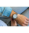 Сребрист мъжки часовник с кожена каишка в сив нюанс Marc-1 снимка
