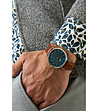 Сребрист мъжки часовник с кожена каишка в цвят коняк Raul-1 снимка