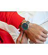 Сребрист мъжки часовник с кожена каишка в сив нюанс Adrian-1 снимка