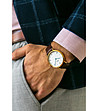 Златист мъжки часовник с кожена каишка в кафяво Ignacio-1 снимка