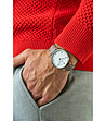 Сребрист мъжки часовник с кожена каишка в сиво Devon-1 снимка