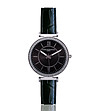 Дамски часовник в сребристо с каишка от естествена кожа в черно Inna-0 снимка