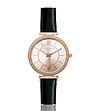 Дамски часовник в розовозлатисто с каишка от естествена кожа в черно Rita-0 снимка