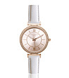 Дамски часовник в розовозлатисто с каишка от естествена кожа в бяло Olivia-0 снимка