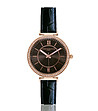Дамски часовник в розовозлатисто с кожена каишка в черно Neoli-0 снимка