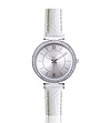 Дамски часовник в сребристо с кожена каишка в бяло Felipa-0 снимка