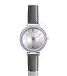 Дамски часовник в сребристо с кожена каишка в сиво Karima-0 снимка