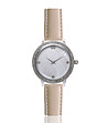 Дамски часовник в сребристо с кожена каишка в цвят крем Edelina-0 снимка