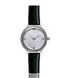 Дамски часовник в сребристо с кожена каишка в черно Aldona-0 снимка