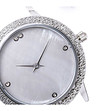 Дамски часовник в сребристо с кожена каишка в черно Aldona-1 снимка