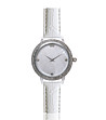 Дамски часовник в сребристо с кожена каишка в бяло Adel-0 снимка