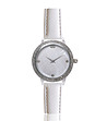 Дамски часовник в сребристо с кожена каишка в бяло Cora-0 снимка