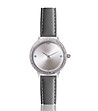 Дамски часовник в сребристо с кожена каишка в сиво Daria-0 снимка