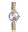 Дамски часовник в сребристо с кожена каишка в цвят крем Eileen-0 снимка