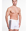 Бели памучни мъжки боксерки с раирани панели-1 снимка