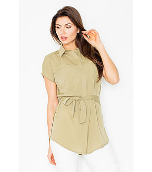Дамска риза в светъл нюанс на цвят маслина Cadi снимка