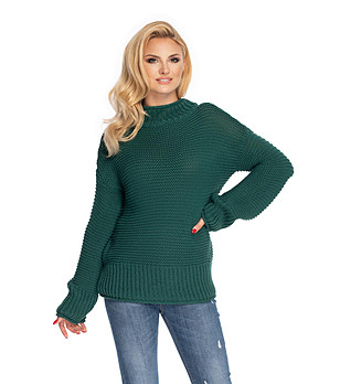 Тъмнозелен плетен дамски пуловер Roxy снимка