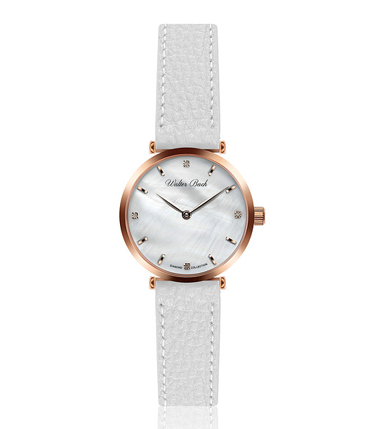 Дамски часовник в розовозлатисто с бяла каишка Taia снимка