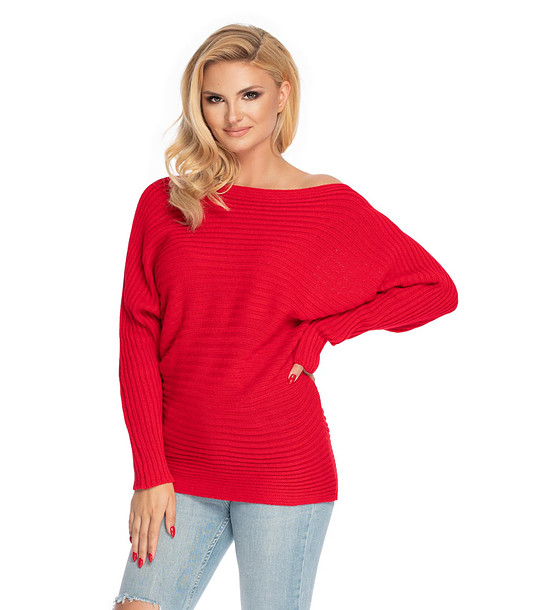 Дамски пуловер в червено Oliana снимка