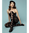 Черен чорапогащник с леопардови шарки Glam 30 DEN-0 снимка