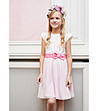 Детска рокля в цвят екрю и розово Ingrid -0 снимка