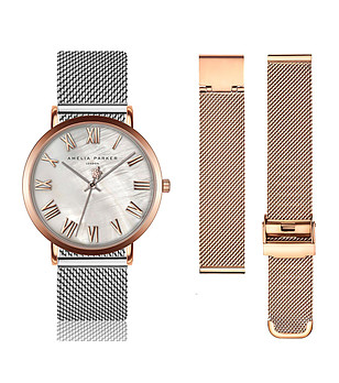 Дамски часовник в розовозлатисто и сребристо с допълнителна Giana  верижка снимка