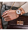 Златист дамски часовник с верижка и каишка в кафяво Tola-2 снимка