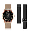 Розовозлатист дамски часовник с черен циферблат и черна верижка Dili-0 снимка