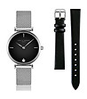 Дамски часовник в сребристо и черно с допълнителна каишка Viliana-0 снимка