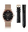 Дамски часовник в розовозлатисто и черно с допълнителна каишка Zyla-0 снимка