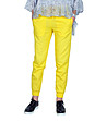 Жълт дамски панталон от памук и лен Aura-0 снимка