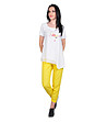 Жълт дамски панталон от памук и лен Aura-3 снимка