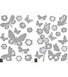 Стикер за стена Сиви цветя и пеперуди-1 снимка