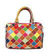 Кожена дамска чанта на многоцветни квадрати Stilia-0 снимка