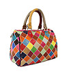 Кожена дамска чанта на многоцветни квадрати Stilia-1 снимка