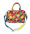 Кожена дамска чанта на многоцветни квадрати Stilia-2 снимка