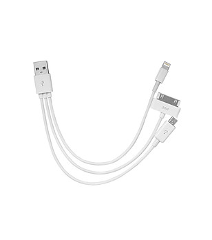 Бял USB кабел 3в1 снимка