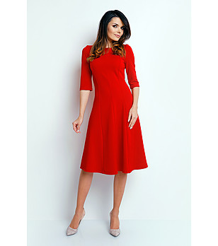 Червена рокля със 3/4 ръкави Malvina снимка